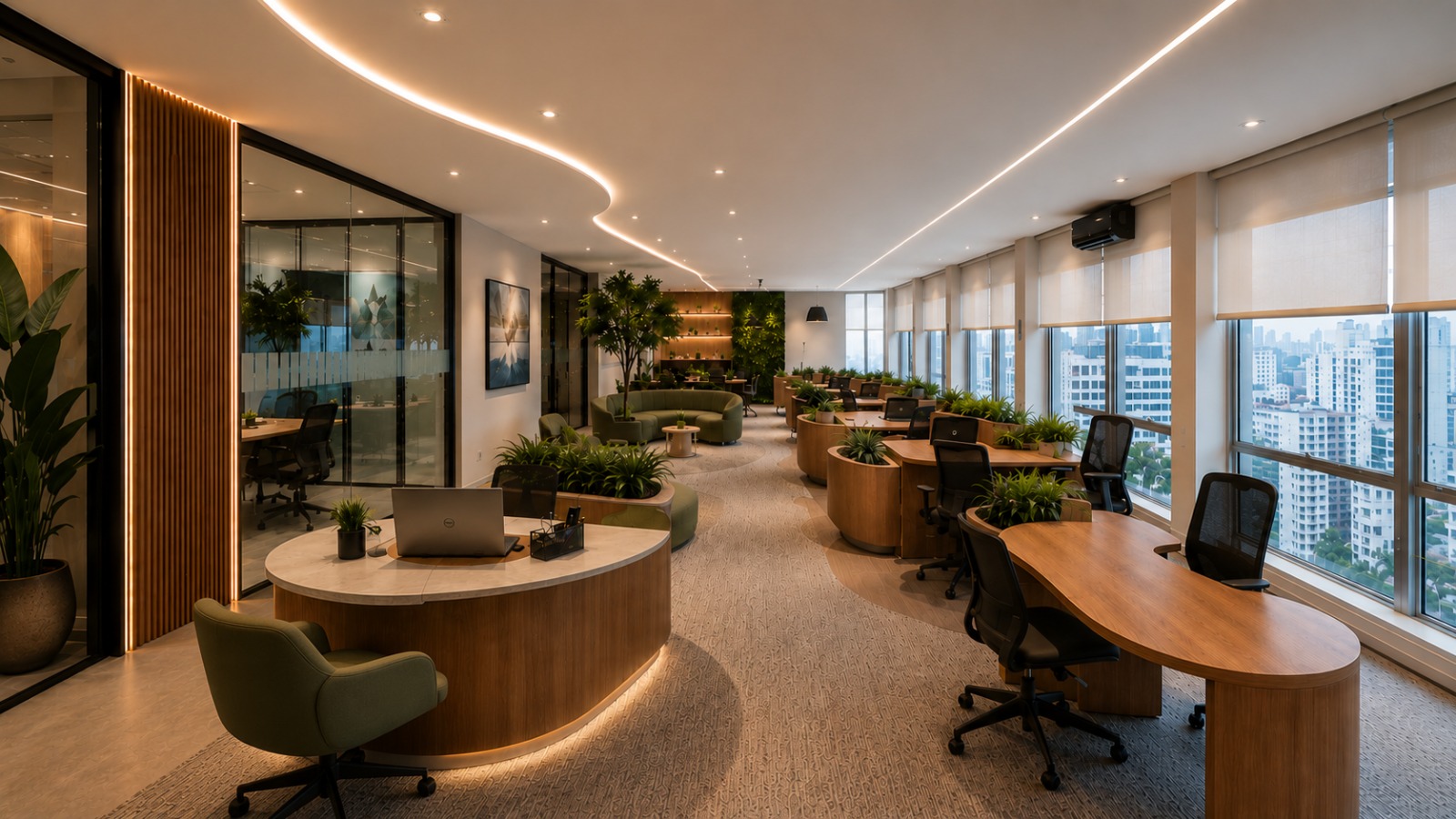 Projeto de escritório corporativo contemporâneo